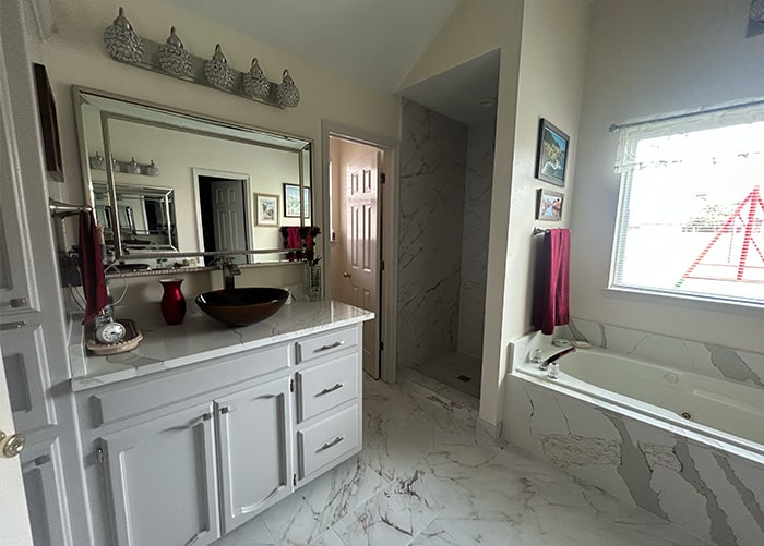 Rock Construction Bathroom Remodel