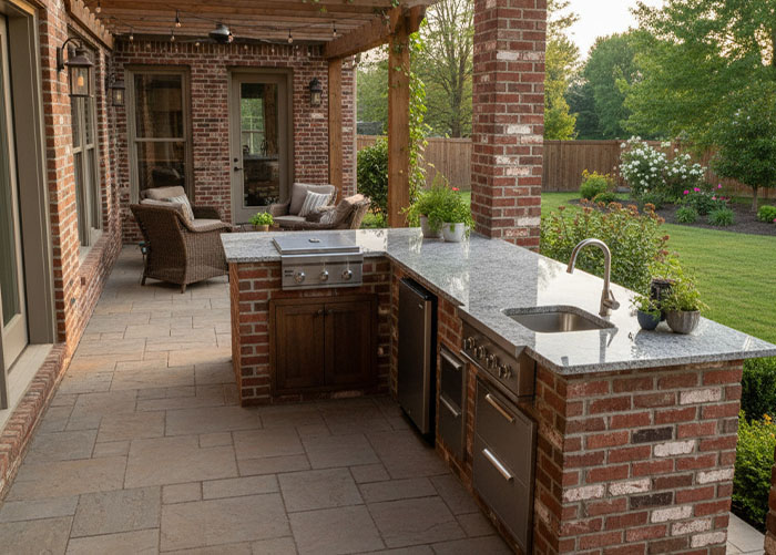 Rock Construction Outdoor Kitchen