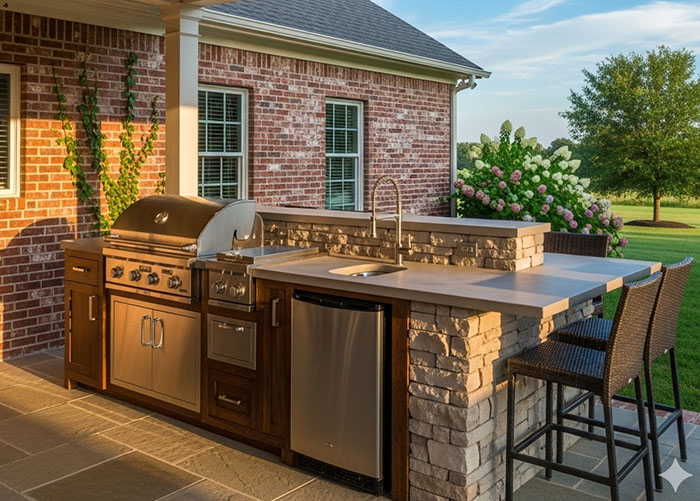 Rock Construction Outdoor Kitchen