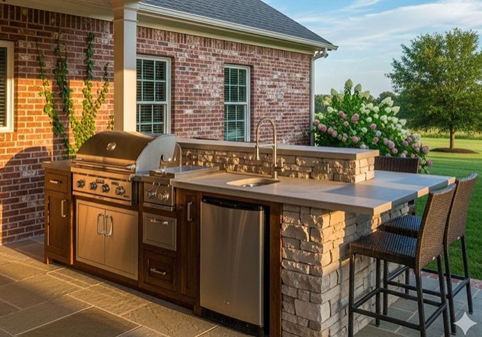 Rock Construction Outdoor Kitchen